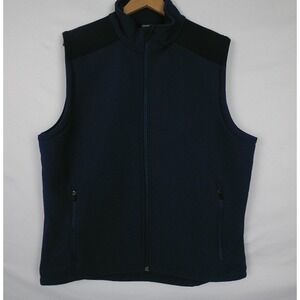 L.L.Bean Mens Vest Sz‎ Medium Navy Blue Full Zip Sleeveless Jacket Pockets